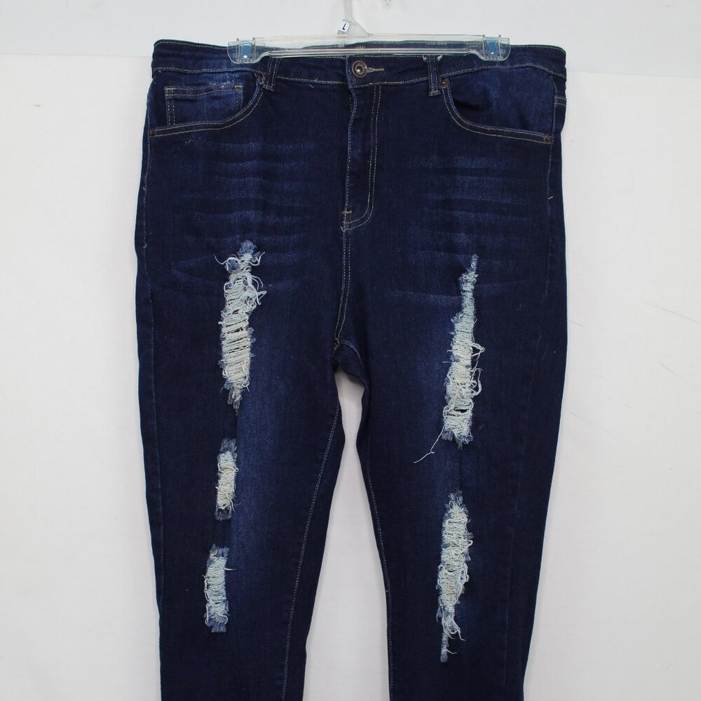 Haute Curve Jeans Skinny Stretch Distressed Button Zip Denim Womens Plus Sz 20